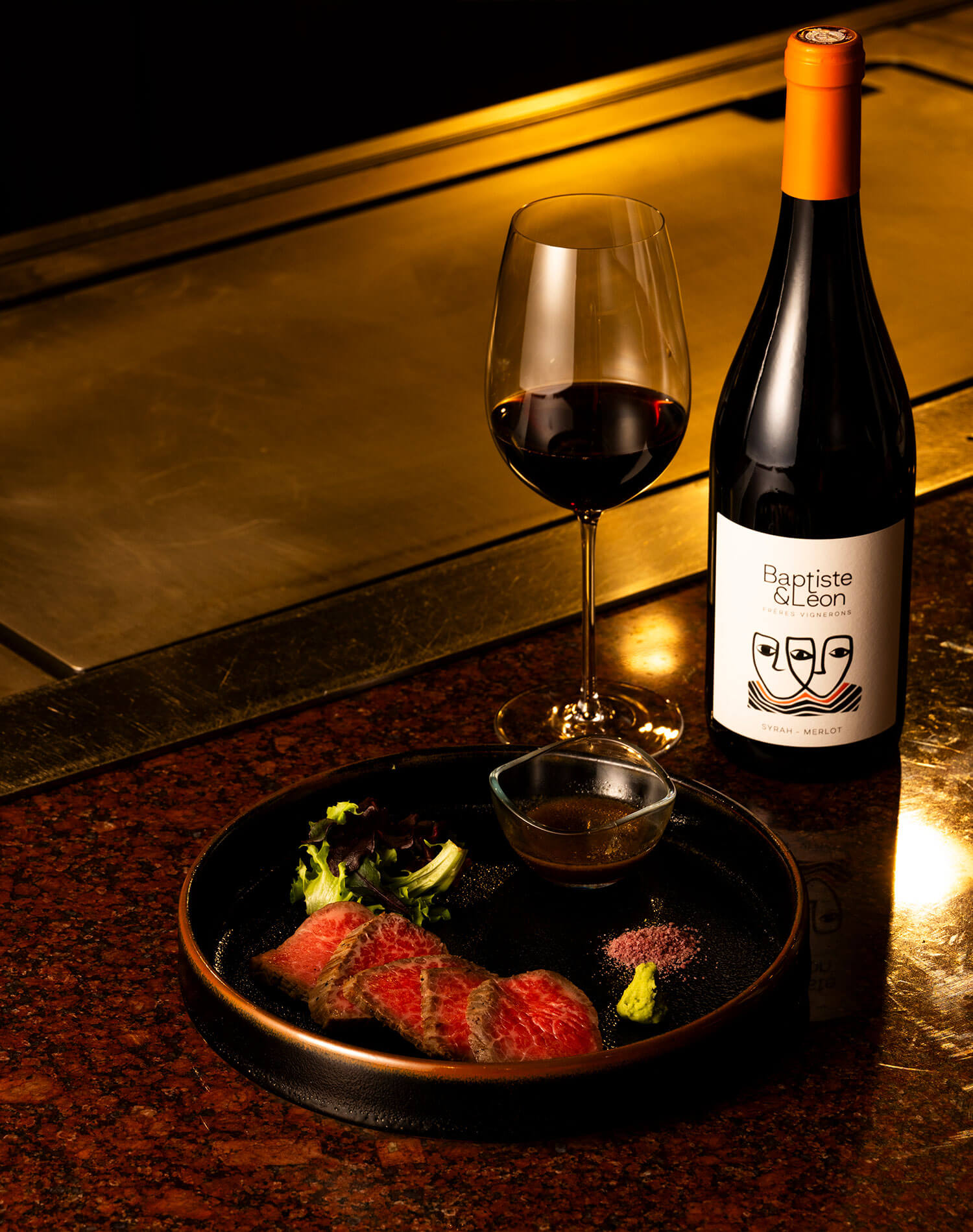 赤ワイン:サン・セル/バティスト&レオン ルージュ 料理:黒毛和牛の自家製ローストビーフ